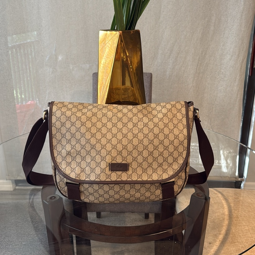 Gucci Imprime Shoulder Cross Bag GG PVC leather brown beige
